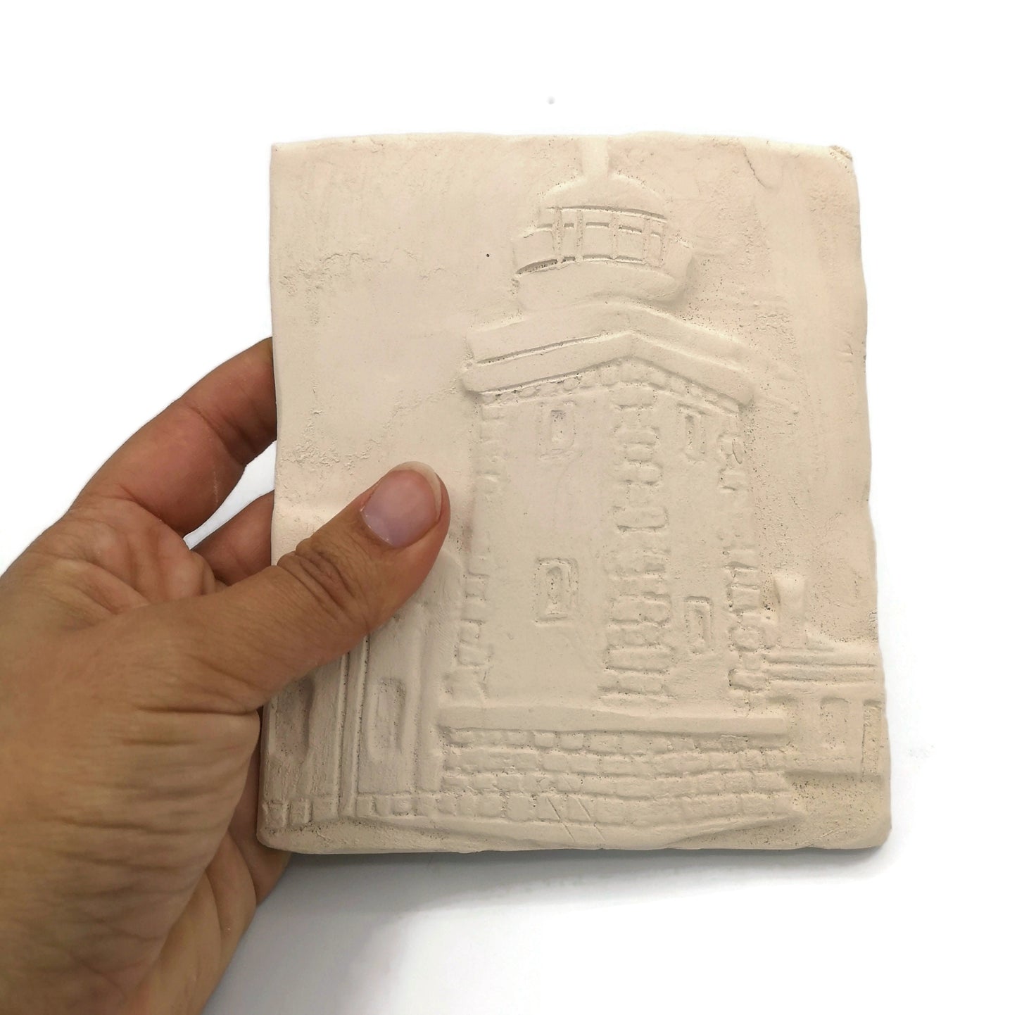Lighthouse tile for crafts, unpainted ceramic bisque ready to paint, blank tile nautical, DIY gifts for mom, craft supplies for adults, best - Ceramica Ana Rafael