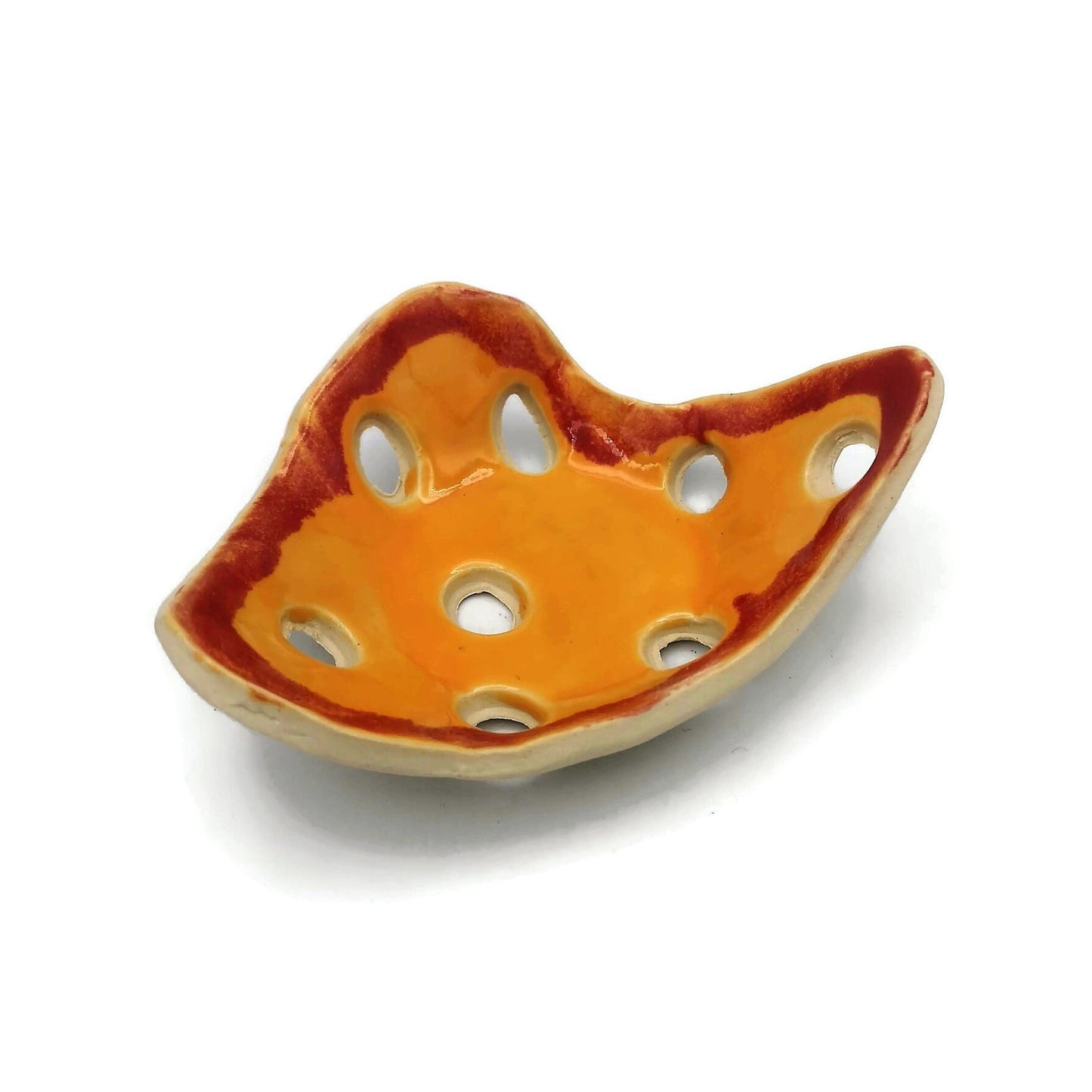 Small Handmade Ceramic Bowl With Holes, Yellow Pottery Decorative Clay Trinket Dish, Mom Birthday Gift From Daughter, Jewelry Organizer - Ceramica Ana Rafael