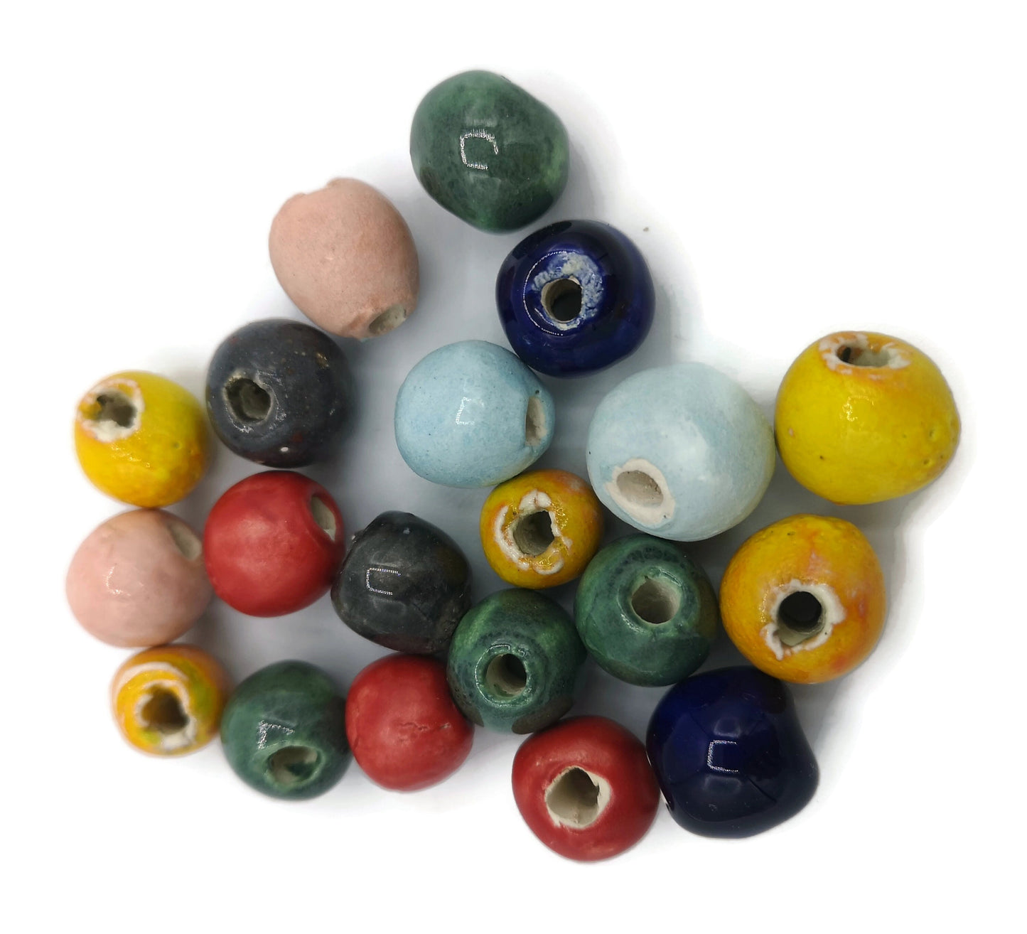 MIXED BEADS, UNIQUE Ceramic Beads, Bubblegum Beads, 20 Pcs Clay Craft Beads Decorative for Jewelry Making, Round Colorful Beads For Macrame - Ceramica Ana Rafael