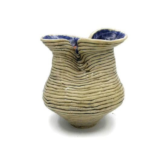 Tall Ceramic Sculpture, Modern Clay Sculpture, Sculptural Vase Textured For Table, Pottery Large Bud Vase, Contemporary Art Wedding Gift - Ceramica Ana Rafael
