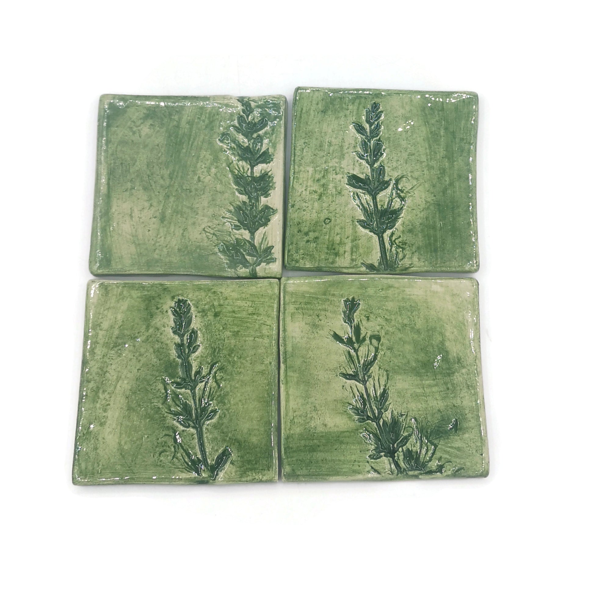 small ceramic tile, 9th anniversary gift for wife, sage flower wall art, birthday gifts for plant lover, plant dad gift, Secret Sister Gifts - Ceramica Ana Rafael