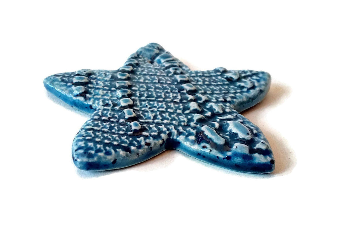 Clay Charms For Unique Jewelry Making, Large Star Pendant Necklace, Best Sellers Blue Handmade Ceramics Statement Pendant Textured - Ceramica Ana Rafael