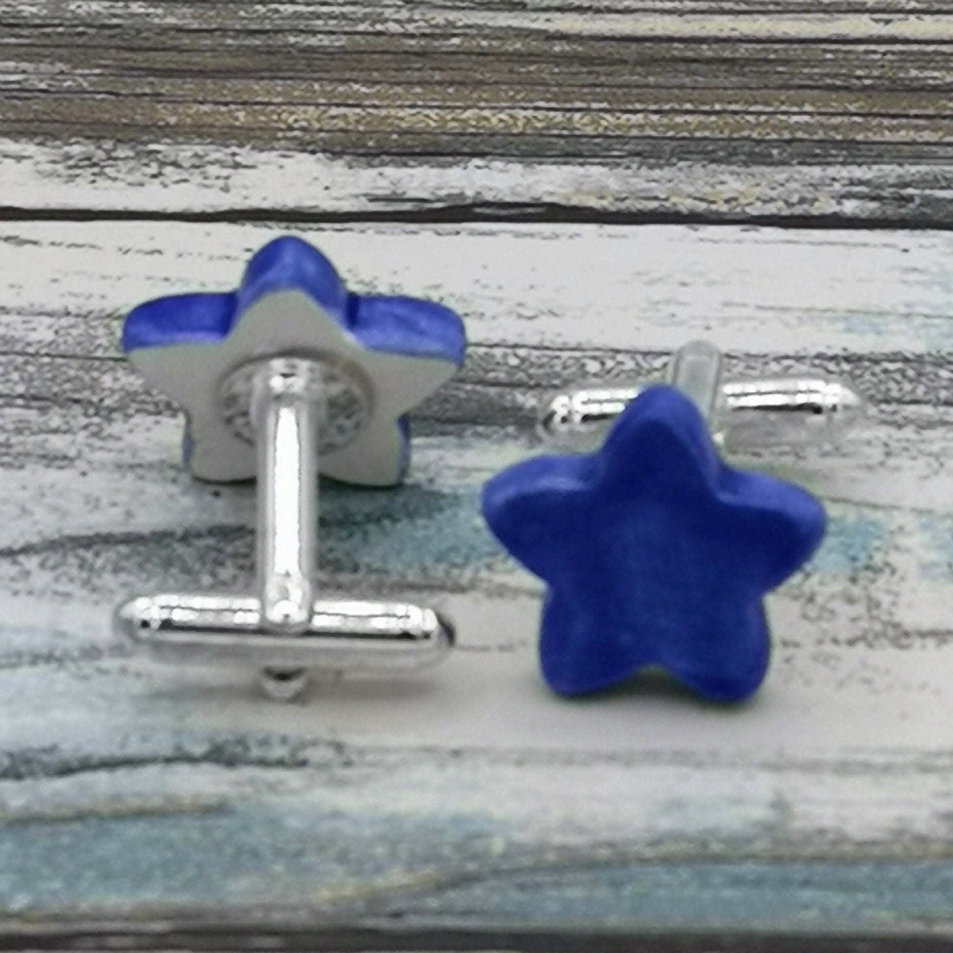 Star Cufflinks For Men, 9th Wedding Anniversary Gift For Husband, Celestial Fathers Day Gift From Daughter, Cute Boyfriend Gift - Ceramica Ana Rafael