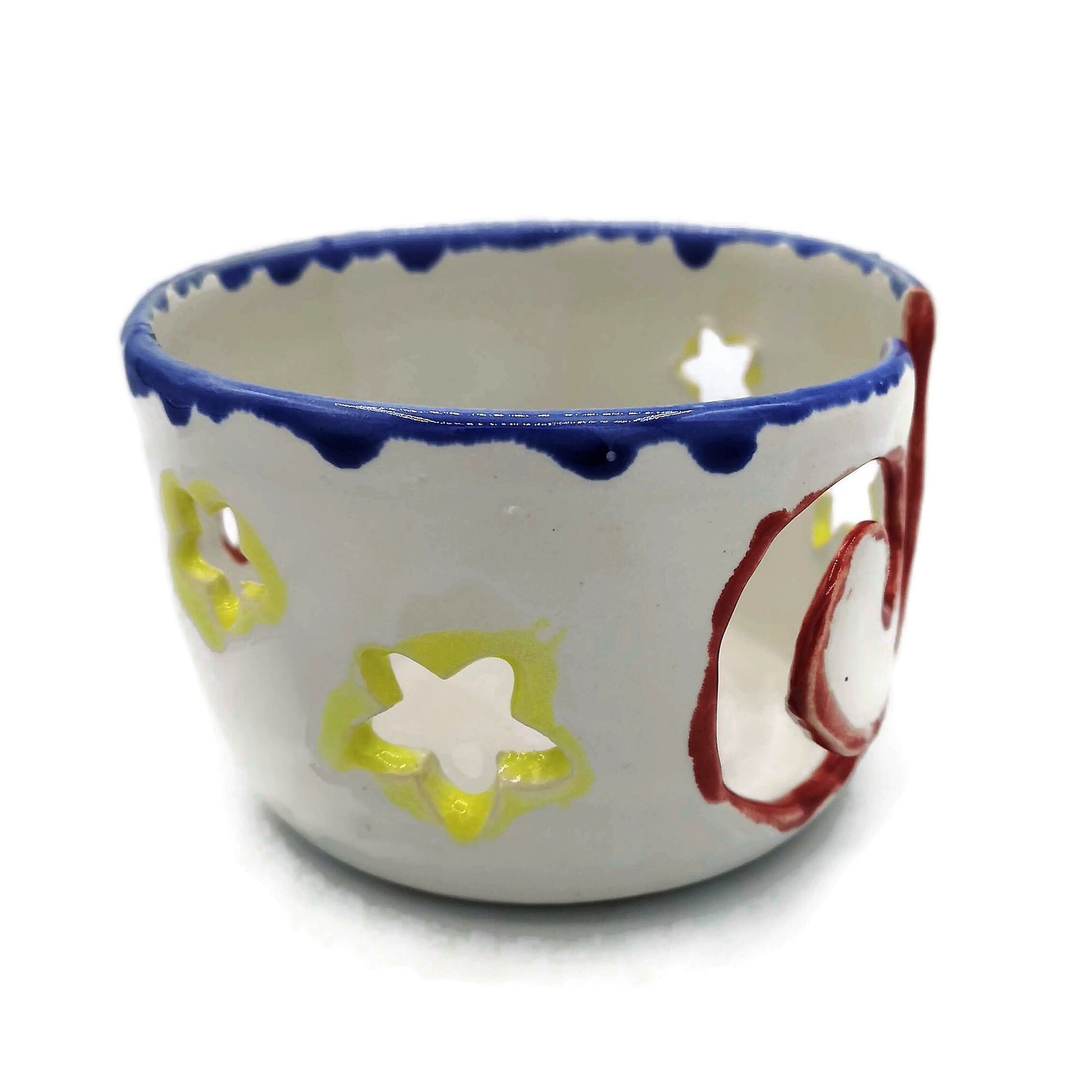 Knitting Bowl, Pottery Yarn Bowl, Yarn Storage, Mothers Day Gift For Grandma, Decorative Ceramic Bowl, Hand Painted Ceramic Crochet Bowl - Ceramica Ana Rafael