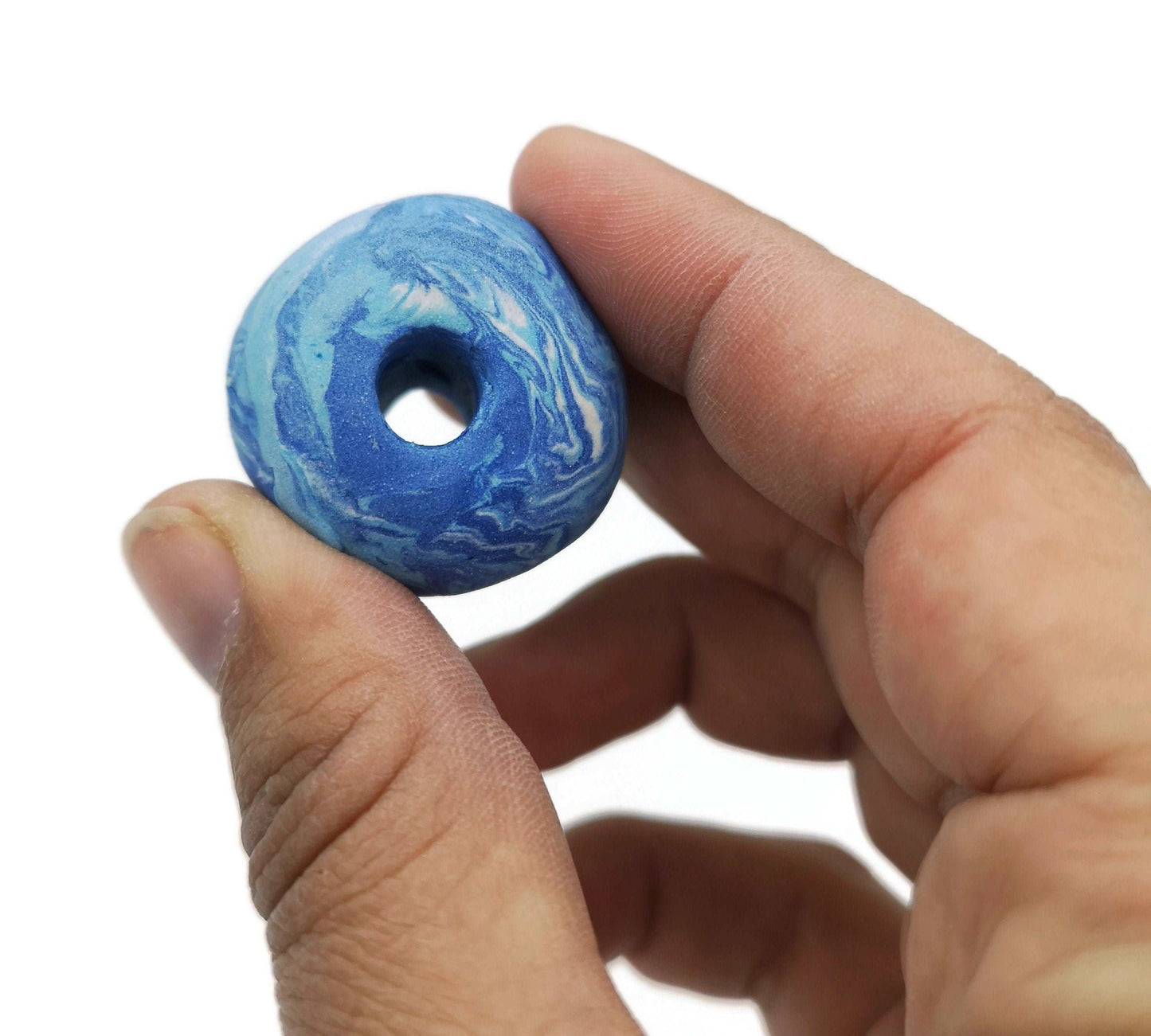 30mm Clay Beads, Handmade Ceramic Macrame Beads Matt, 1 Pc Large Hole Beads Unique, Round Bubblegum Beads, Jewelry Making Porcelain Beads - Ceramica Ana Rafael