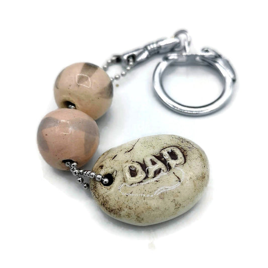 DAD KEYCHAIN, BEADED Keychain For Men Customizable, Cool Clay Charm Keyring Beaded Accessories Gift For Daddy, Dad Birthday Gift - Ceramica Ana Rafael
