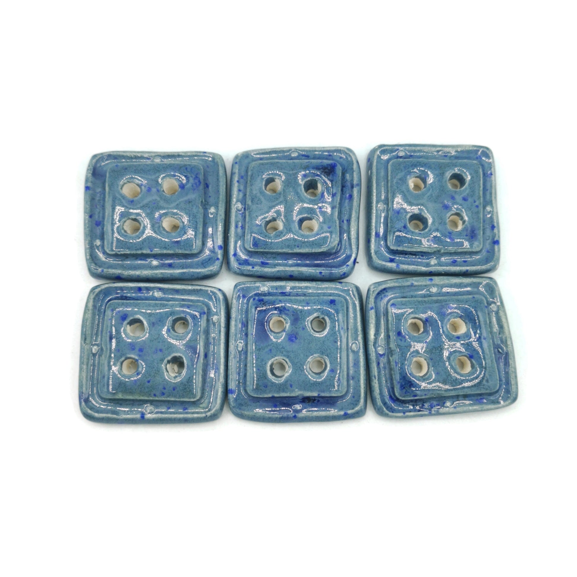 Handmade Ceramic Sewing Buttons, Set Of 6 Novelty Extra Large Buttons For Crafts, Unique Buttons, Blue Sewing Notions - Ceramica Ana Rafael