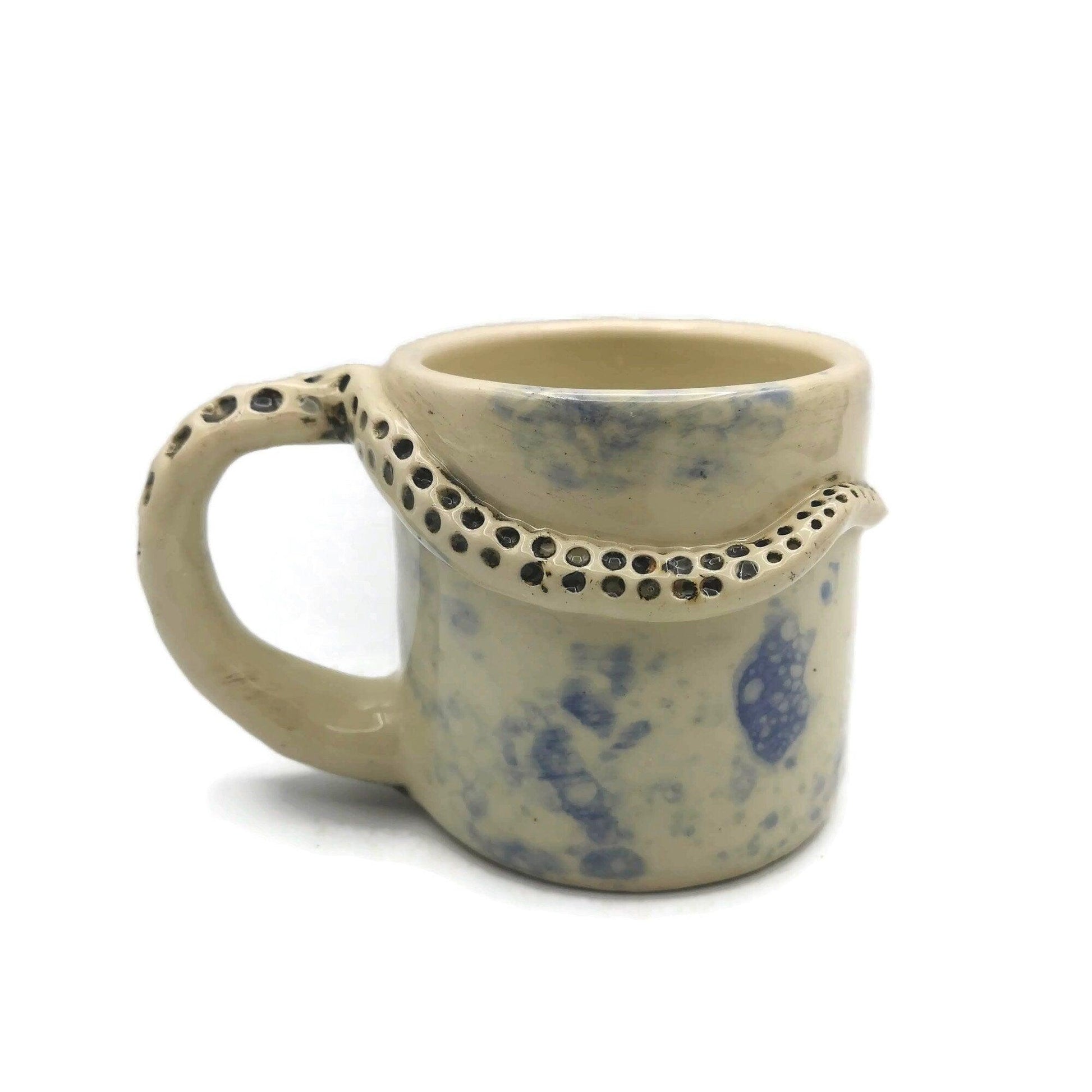 12oz Handmade Ceramic Octopus Mug, Large Ceramic Mug, Coffee Lovers Best Gifts For Him, Funny Stoneware Mug, Tentacle Beach Art For Women - Ceramica Ana Rafael