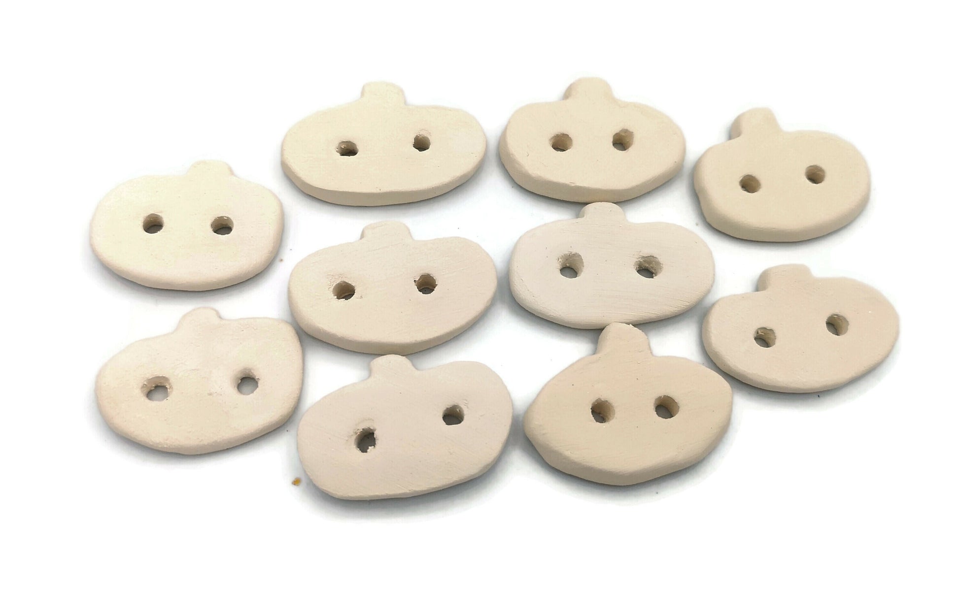 6/10Pc Handmade Ceramic Bisque Pumpkin Sewing Buttons For Crafts, Blank Novelty Halloween Clay Buttons Ready To Paint - Ceramica Ana Rafael