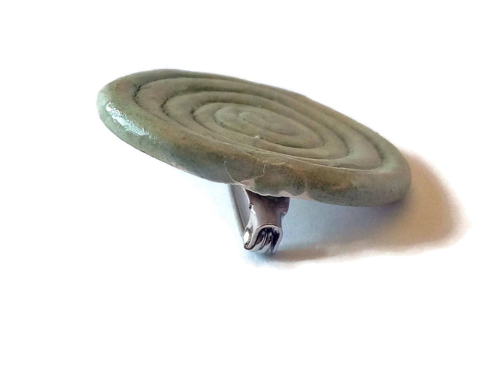 Handmade Ceramic Brooch Pin, Green Spiral Brooch, Mothers Day Gift For Grandma, Best Step Mom Birthday Gifts For Her - Ceramica Ana Rafael
