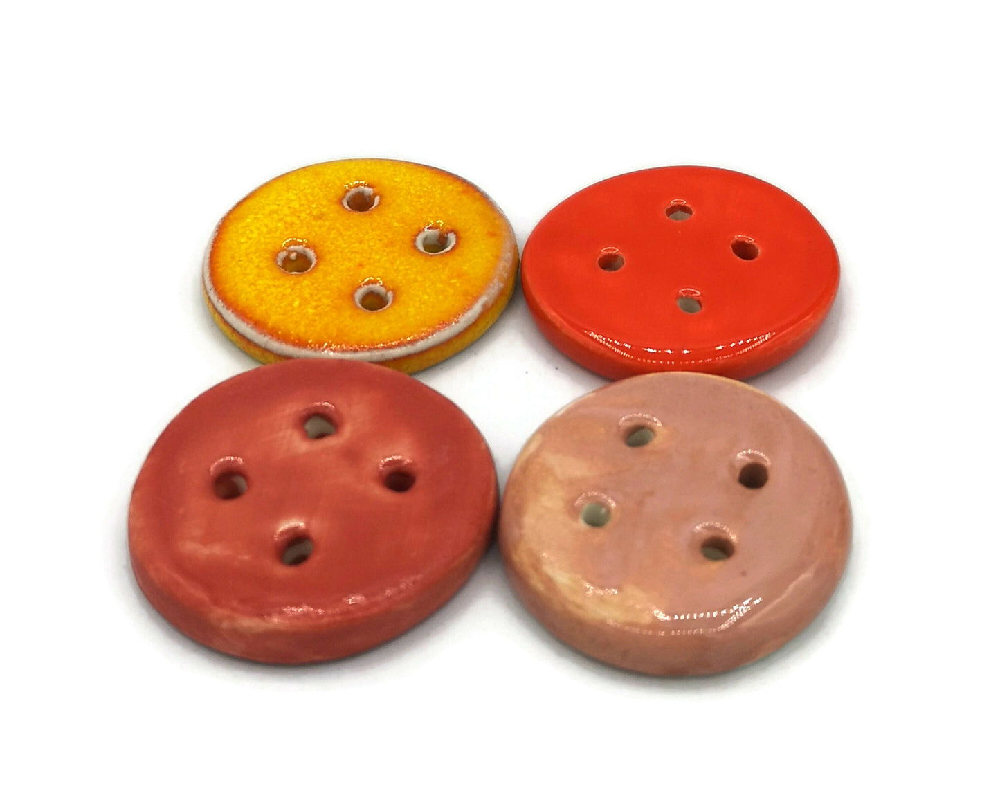Clay Buttons Lot Of 4, Round Large Sewing Buttons, Jewelry making, Best sellers Sewing Supplies And Notions, Handmade Ceramic Unique Buttons - Ceramica Ana Rafael