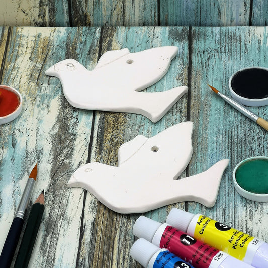 White Ceramic Dove Ready To Paint, Unpainted Ceramic Bisque Bird Wall Hanging, Custom Mourning Dove For Memorial, Christmas Ornaments - Ceramica Ana Rafael