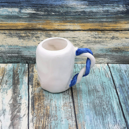Handmade Ceramic Espresso Cup Hand Painted Blue, Fathers Day Best Gifts For Him, Coffee Lover Gift, Dad Birthday Gift - Ceramica Ana Rafael