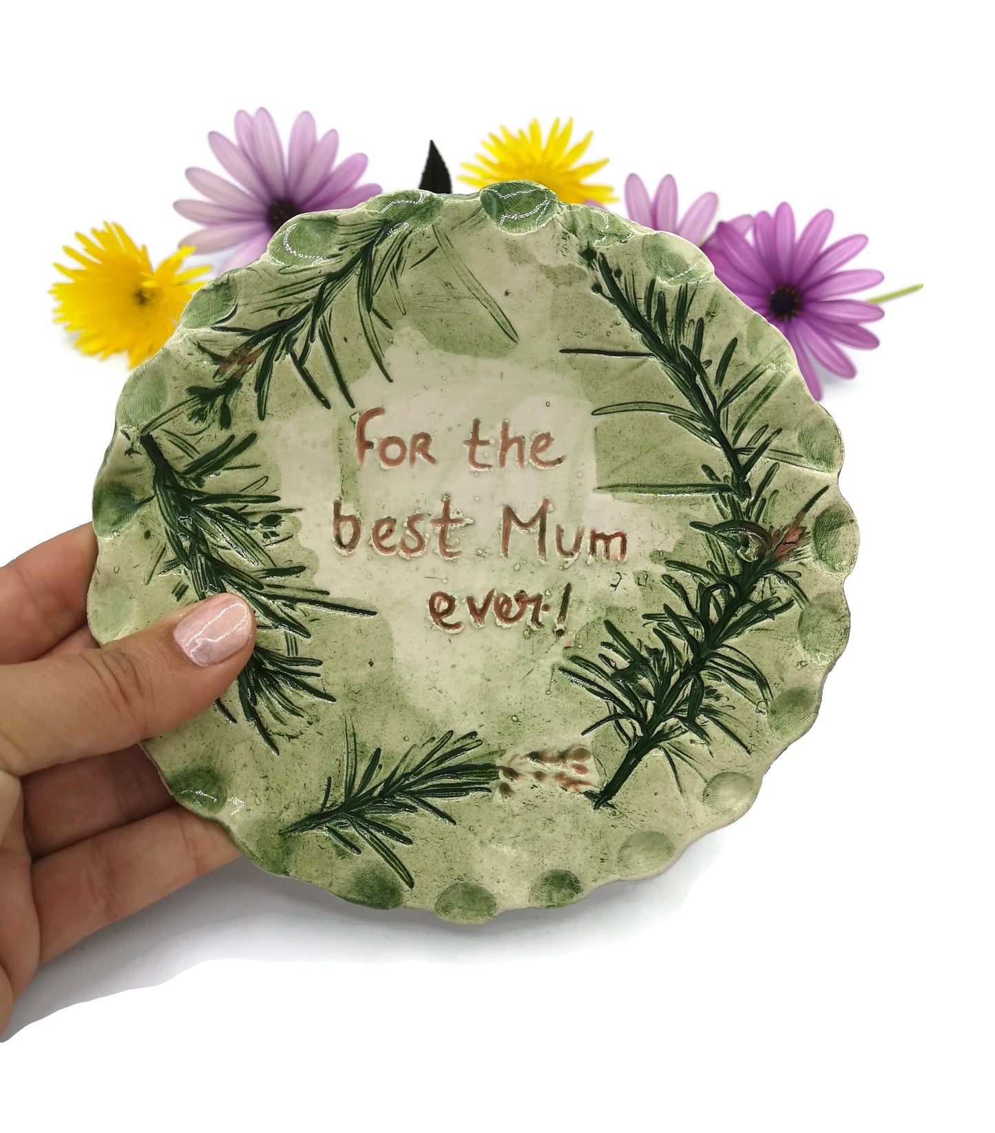 ceramic trinket dish clay, leaf ring dish, best mom ever gift, mothers day gift from daughter, mom birthday gift from son, step mom gift - Ceramica Ana Rafael