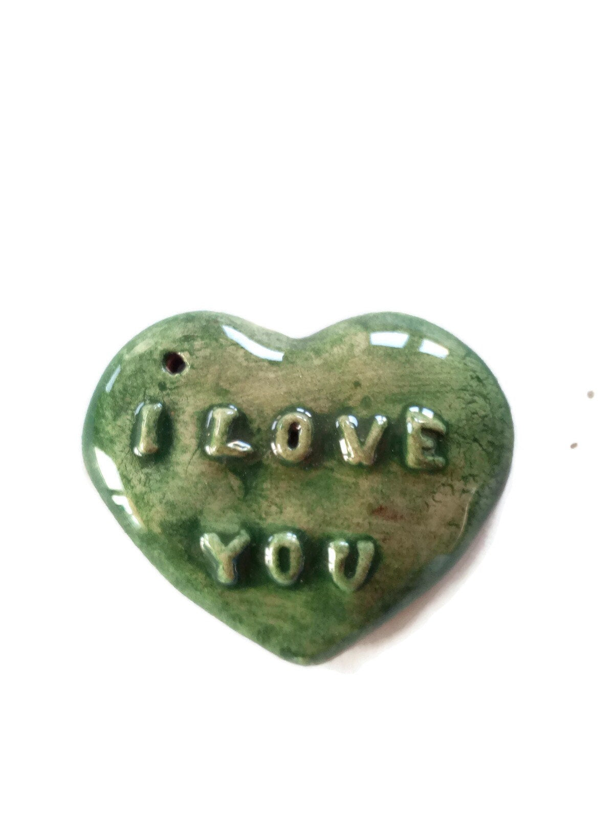 green heart pendant, i love you heart, pocket hug, birthday gift from wife, cute gifts for boyfriend birthday, distance gifts for sister - Ceramica Ana Rafael