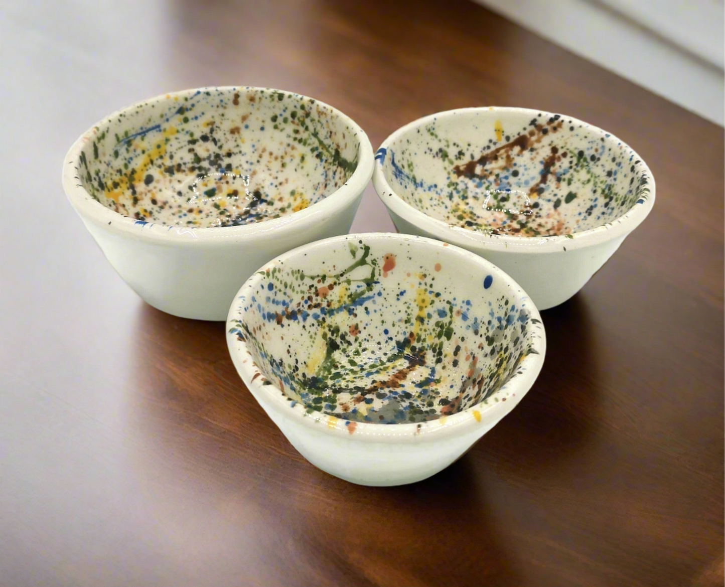 Handmade Ceramic Bowl Set of 3 – Colorful Serving Bowls – Perfect Housewarming Gift – Unique Decorative Dining Room Decor