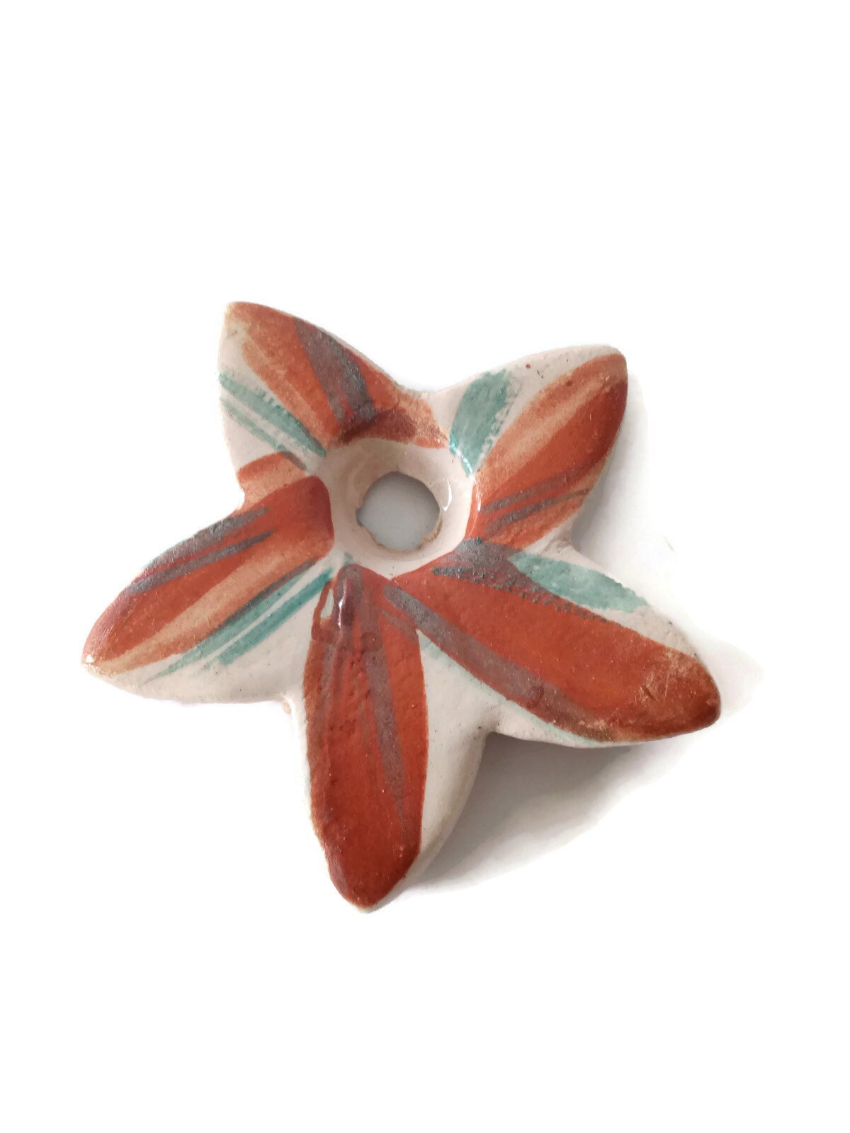 Handmade Ceramic Large Flower Pendant Hand Painted, Unique Jewelry Making Clay Charms, Best Seller Statement Pendant Necklace Gifts For Her - Ceramica Ana Rafael