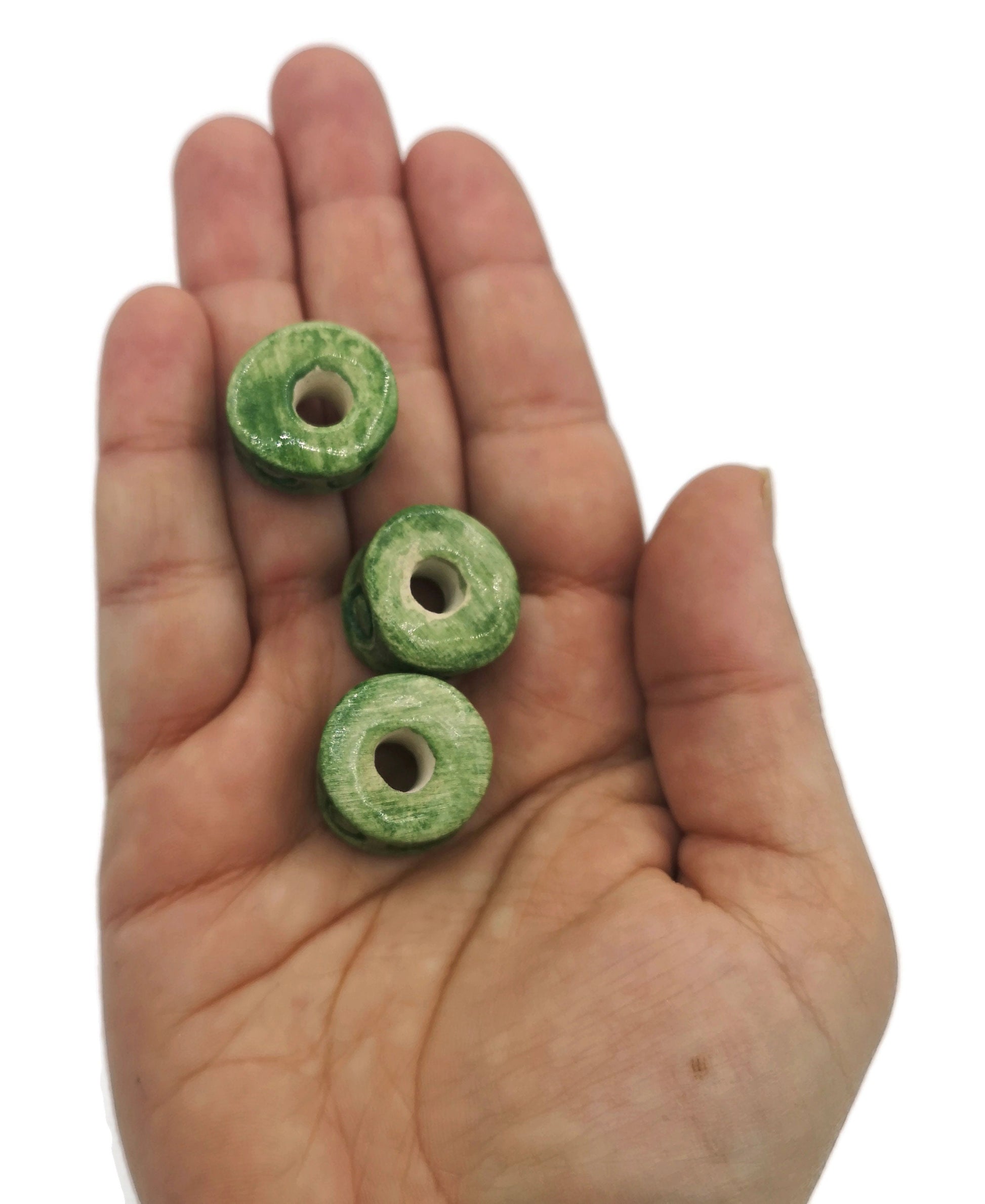 LARGE HOLE BEADS For Jewelry Making, Set Of 3 Clay Long Tube Beads For Macrame Or Dreadlock - Ceramica Ana Rafael