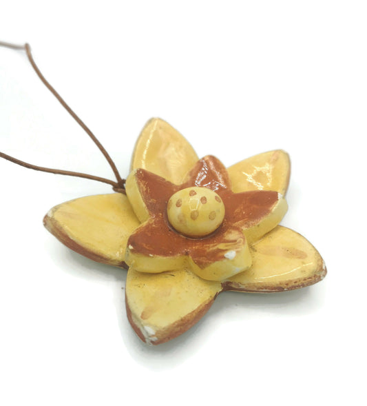 70mm Extra Large Flower Pendant For Jewelry Making, Handmade Ceramic Necklace Pendant, Unique Clay Charms Hand Painted - Ceramica Ana Rafael