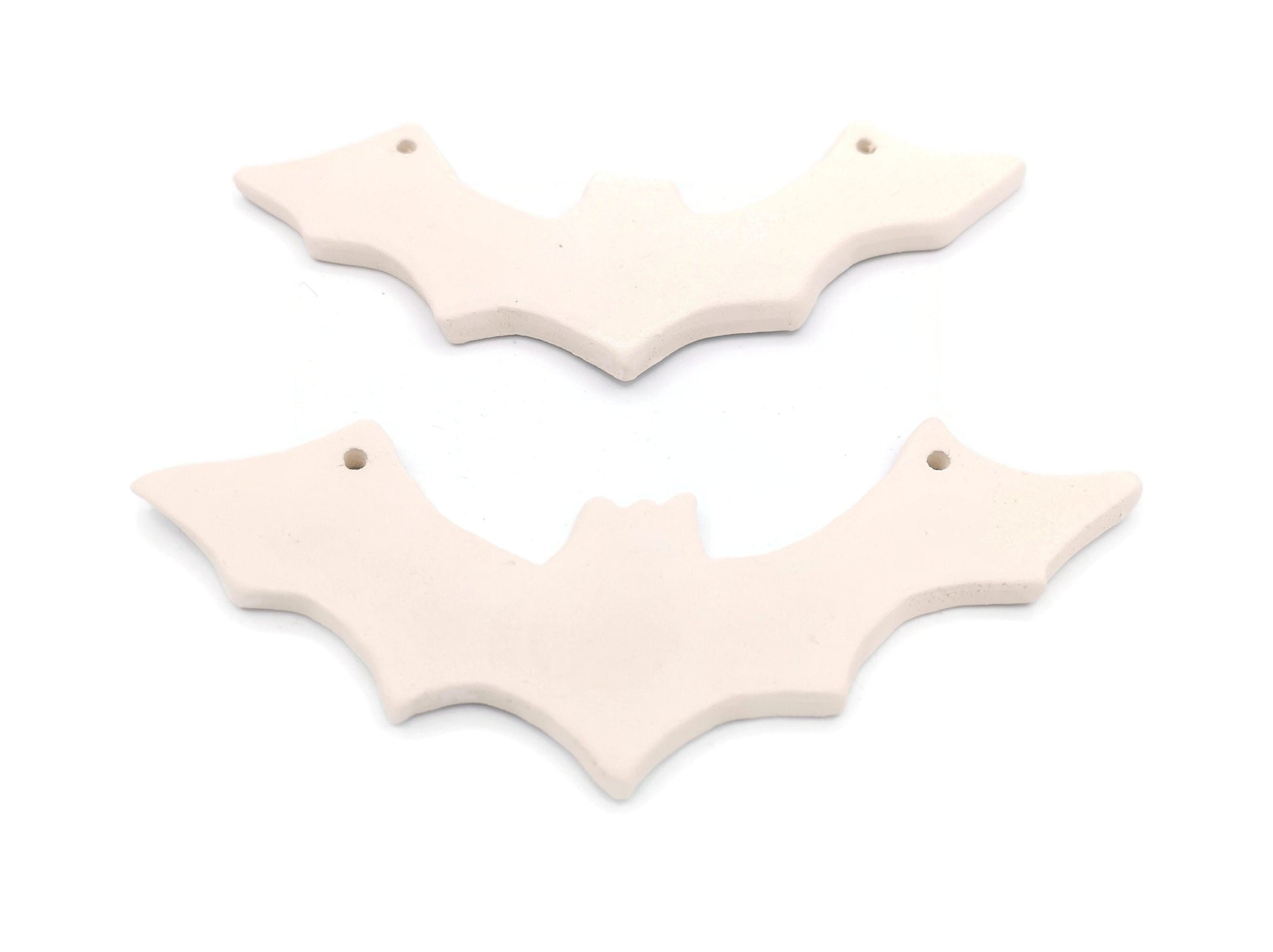 Bat Decor Wall Hanging, set of 2 Clay Ornaments Blank, Halloween Handmade Ceramic Bisque Ready To Paint, Best Sellers Diy Craft Kit - Ceramica Ana Rafael