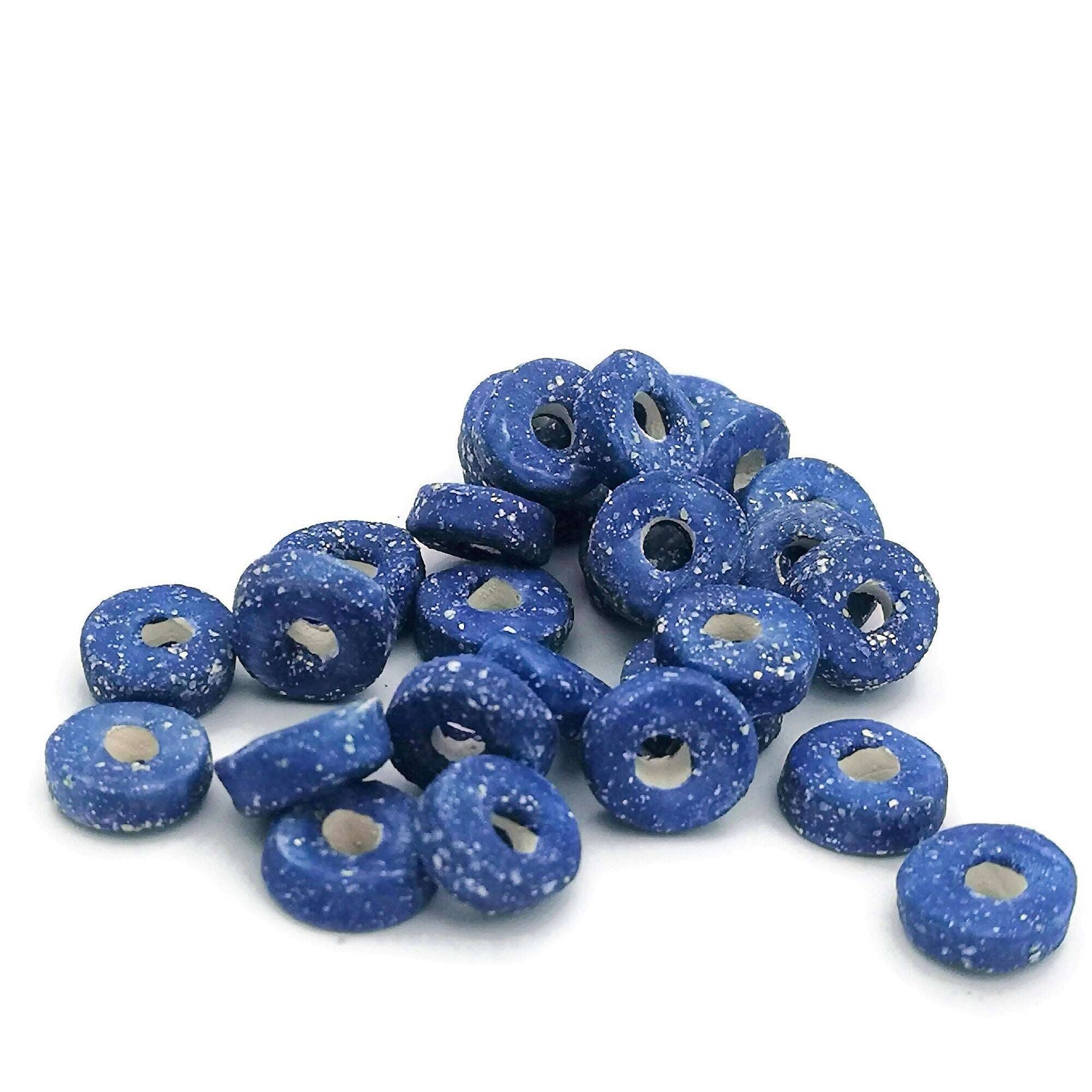 3 Pcs Clay Beads Large Hole, Handmade Ceramic Beads Jewelry Making, Unique Donut Bead Unusual, Porcelain Dreadlock Beads - Ceramica Ana Rafael