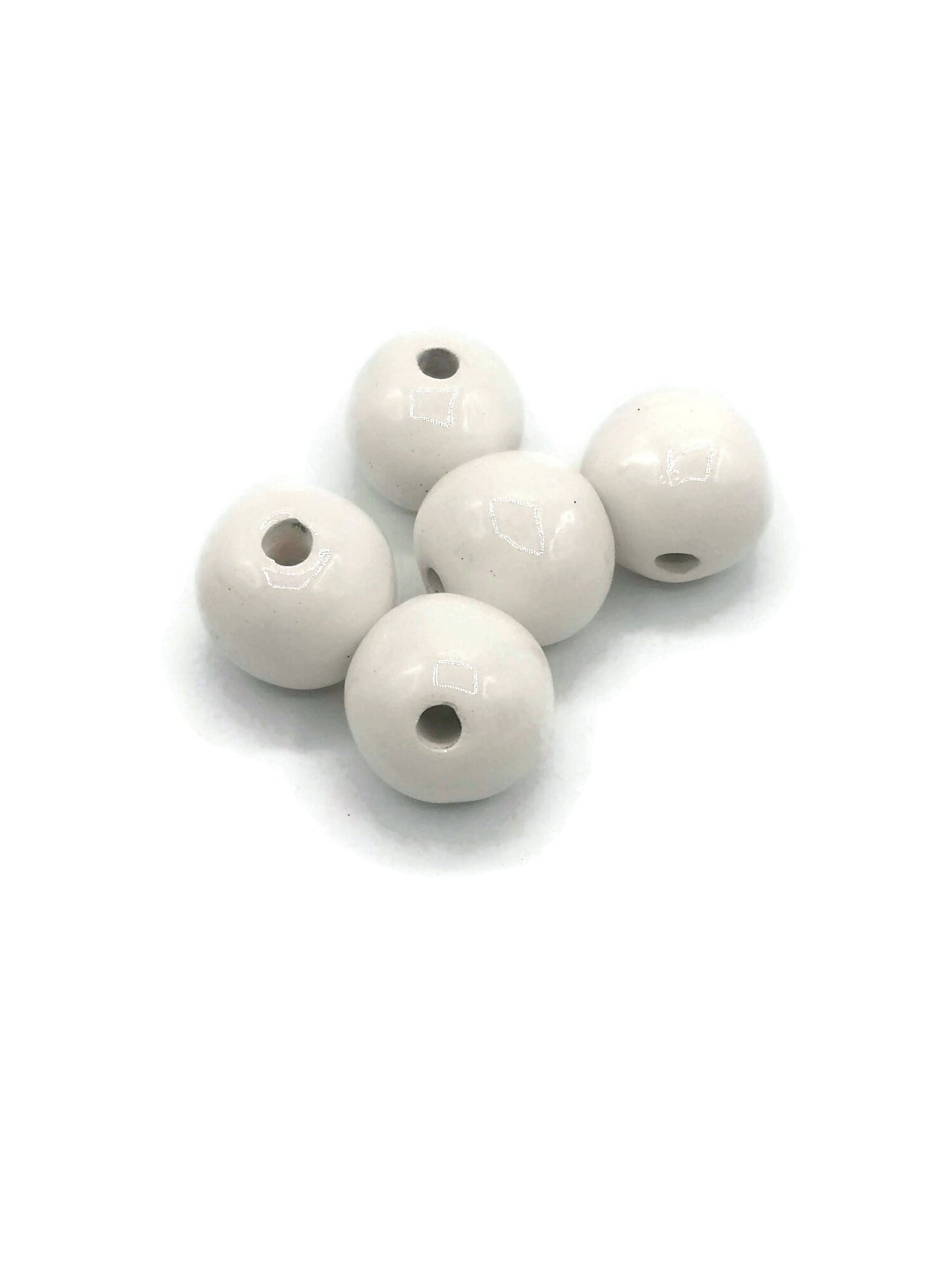 5 Pc 20mm Handmade Ceramic Beads For Jewelry Making, Large Hole Macrame Beads, Unique Clay Beads Artisan Craft Supplies - Ceramica Ana Rafael