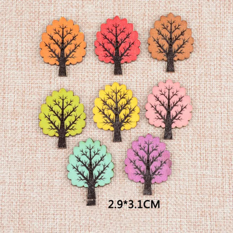 Vintage Wooden Sewing Buttons – 1/20PCS Large Printed Buttons for DIY & Crafts