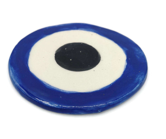 1Pc Handmade Ceramic Blue Evil Eye Coasters For Drinks, Mothers Day Gift For Women, Mom Birthday Gift, Artisan Pottery Best Seller