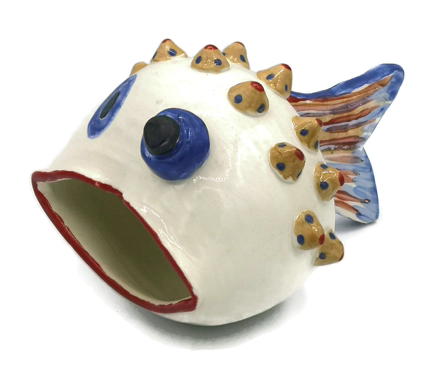 Handgefertigte Keramik-Fischskulptur, handbemalt, Küstenkeramik-Tier-Büro-Schreibtisch-Accessoires, beste Geschenke für ihn, Bestseller