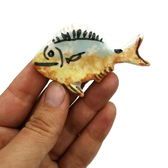 Handmade Ceramic Fish Magnet, Refrigerator Magnet, Beach Fridge Magnet Cute For Decoration, Housewarming Gift First Home - Ceramica Ana Rafael