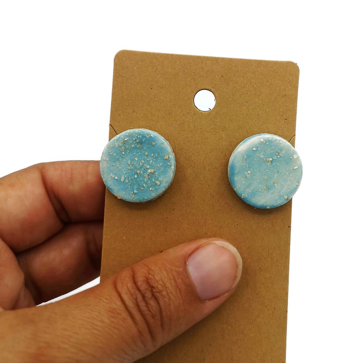 Minimalist Ceramic Earrings, Cute Best Gifts For Her, Dainty Jewelry Mom Birthday Gift From Daughter, Turquoise Blue Small Stud Errings - Ceramica Ana Rafael