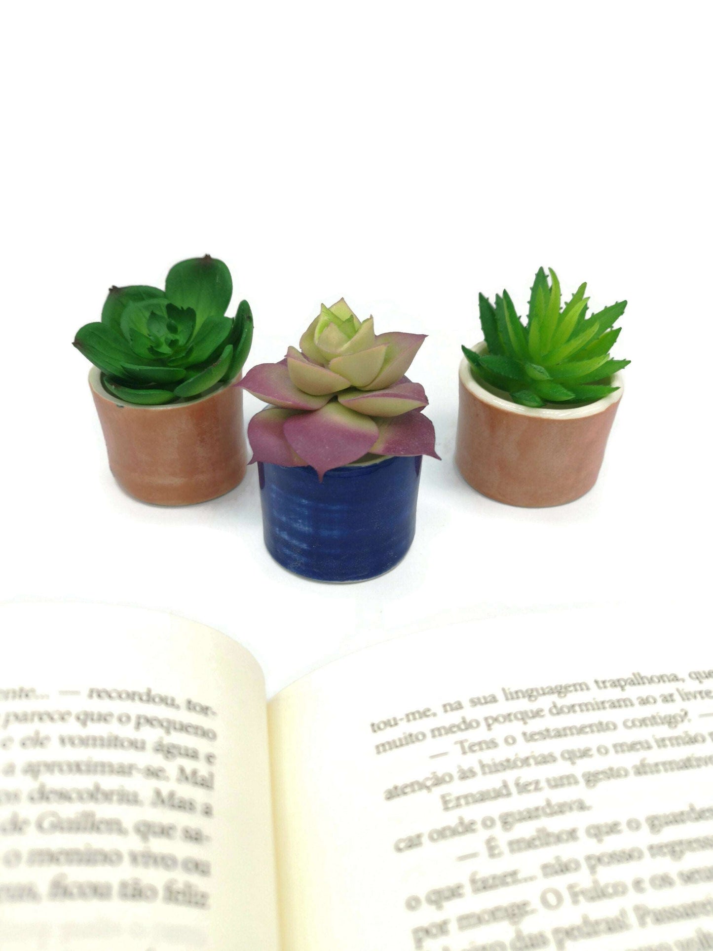 3Pc Small Succulent Pot, Office Desk Accessories for Women Gift Set, Small Planter Handmade Ceramic Vase, Sister Birthday Gifts Ideas - Ceramica Ana Rafael