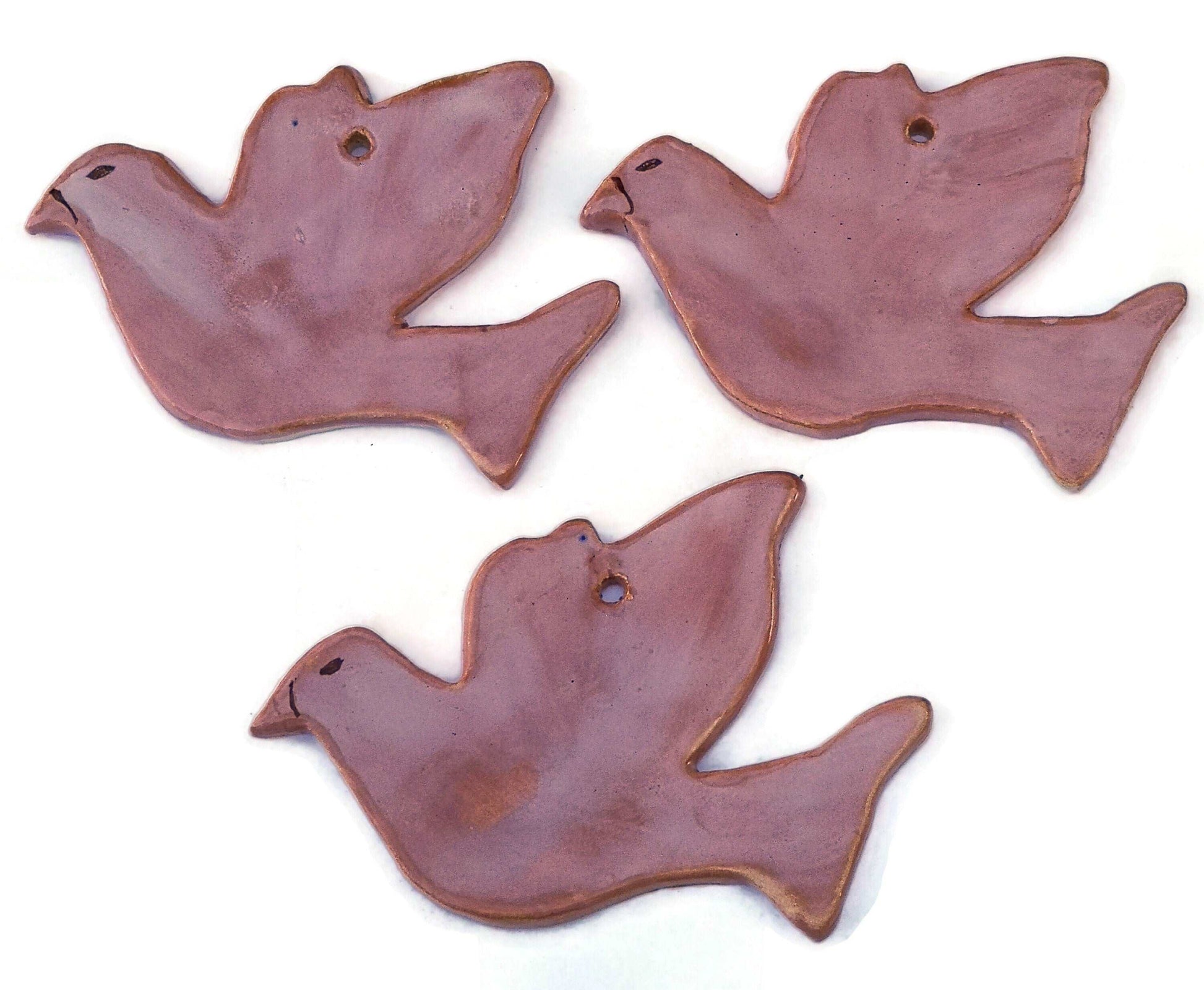 3Pc Handmade Ceramic Pink Dove Ornaments, Pink Christmas Wall Hanging Birds Decoration Best Sellers memorial ornaments, remembrance ornament - Ceramica Ana Rafael