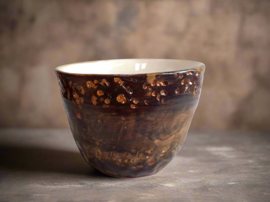 Handmade Decorative Ceramic Bowl | Textured Rustic Brown Pottery for Sauce or Ice Cream | Unique Mom Birthday or Housewarming Gift