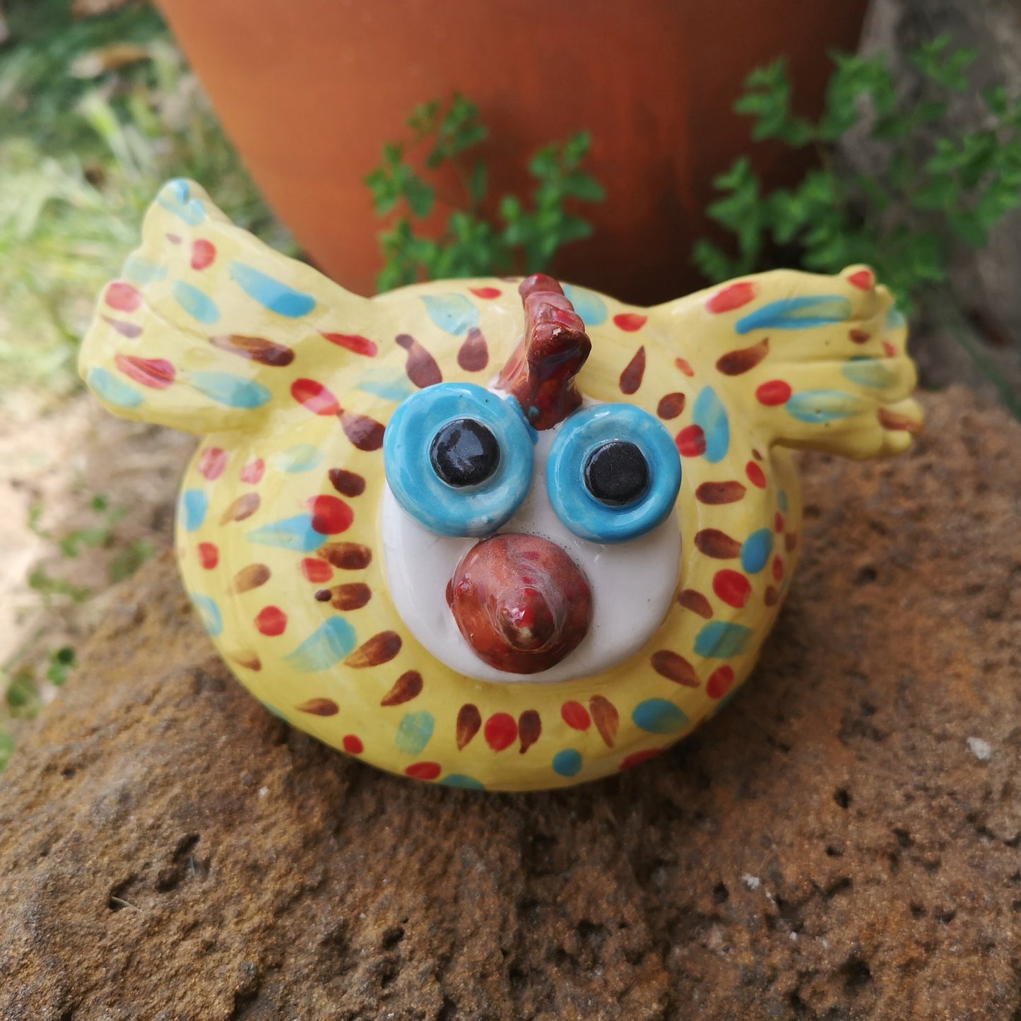 CERAMIC FIGURINE, CHICKEN Sculpture For Table Farmhouse Decor, Handmade Pottery Clay Bird Chicken Lover Gift - Ceramica Ana Rafael