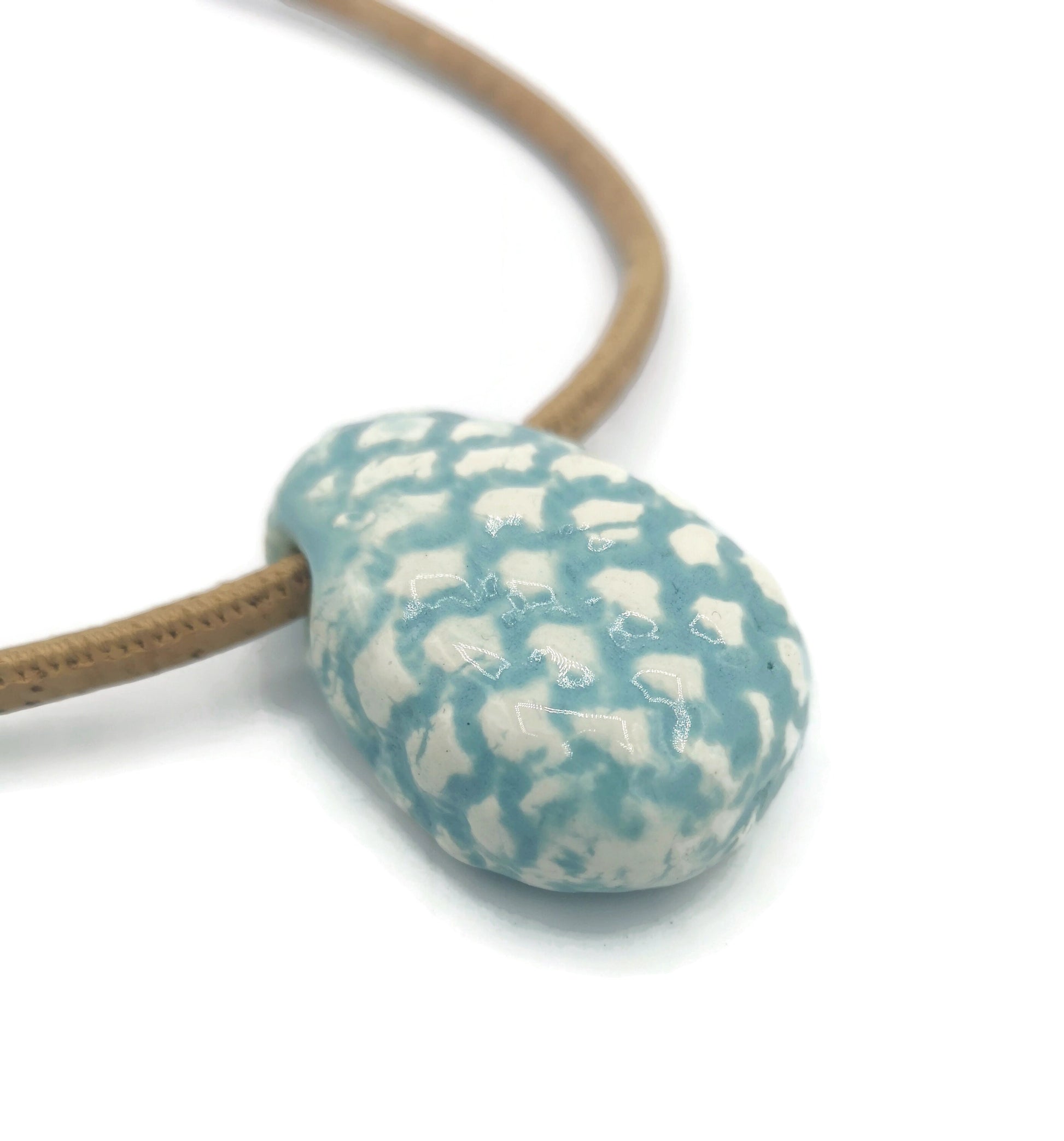 Handmade Ceramic Turquoise Pendant, Unique Jewelry Making Clay Charms, Jumbo Clay Pendant, Most Sold Items Necklace Pendant - Ceramica Ana Rafael