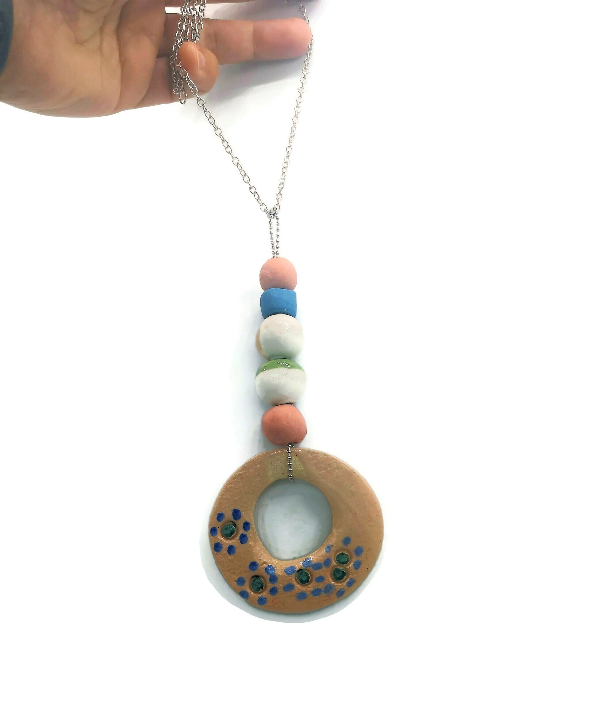 Statement Ceramic Pendant Necklace For Women, Everyday Beaded Necklace Best Gifts For Her, Best Sellers Unique Handmade Jewelry For Her - Ceramica Ana Rafael