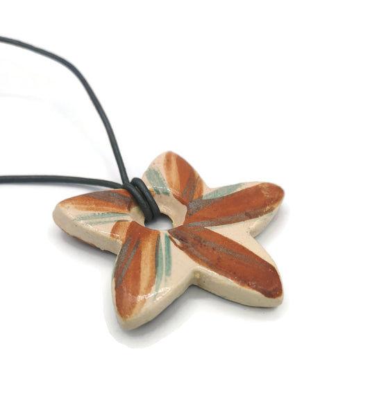 Handmade Ceramic Large Flower Pendant Hand Painted, Unique Jewelry Making Clay Charms, Best Seller Statement Pendant Necklace Gifts For Her - Ceramica Ana Rafael