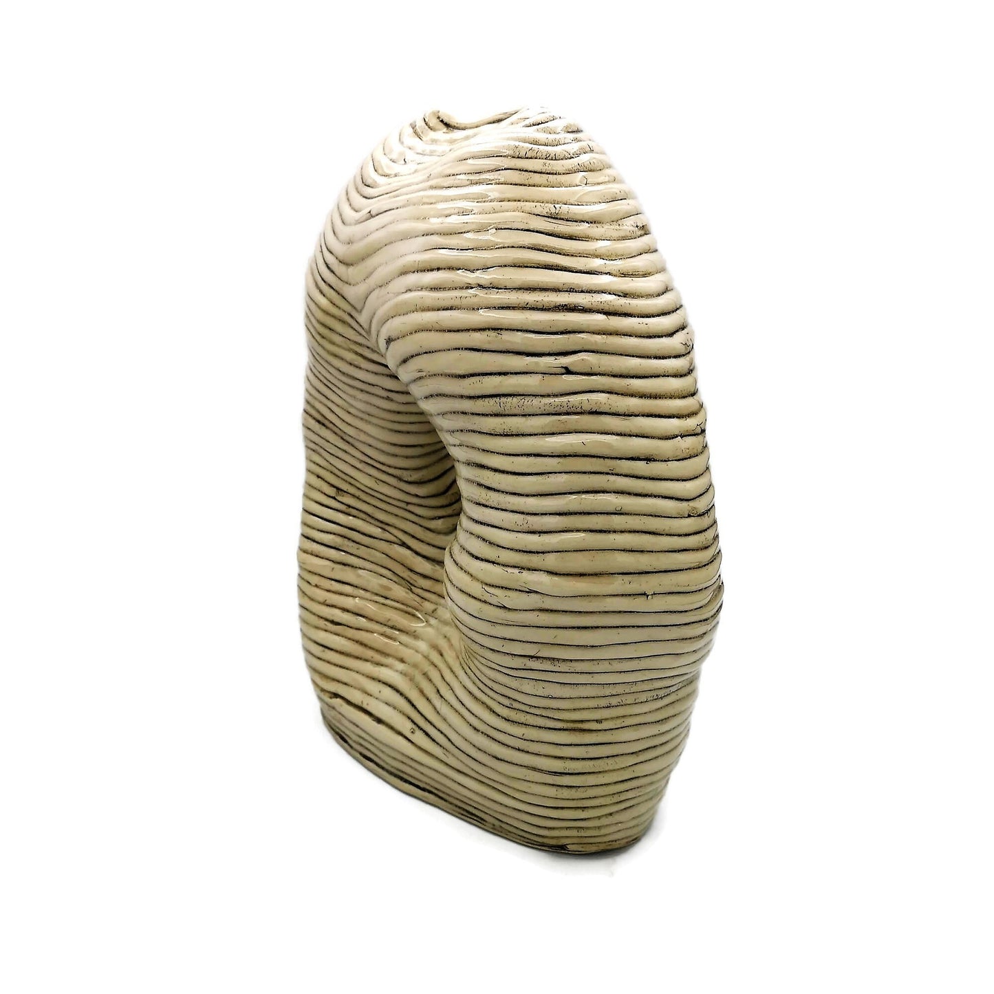 Modern Ceramic Sculpture Hollow Shaped Handmade Contemporary Art, Textured Table Sculpture, Large Floor Vase, Custom Wedding Gift For Couple - Ceramica Ana Rafael
