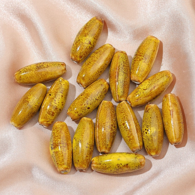 10 Pcs Large Ceramic Bullet Beads – Jewelry Making & Craft Supplies