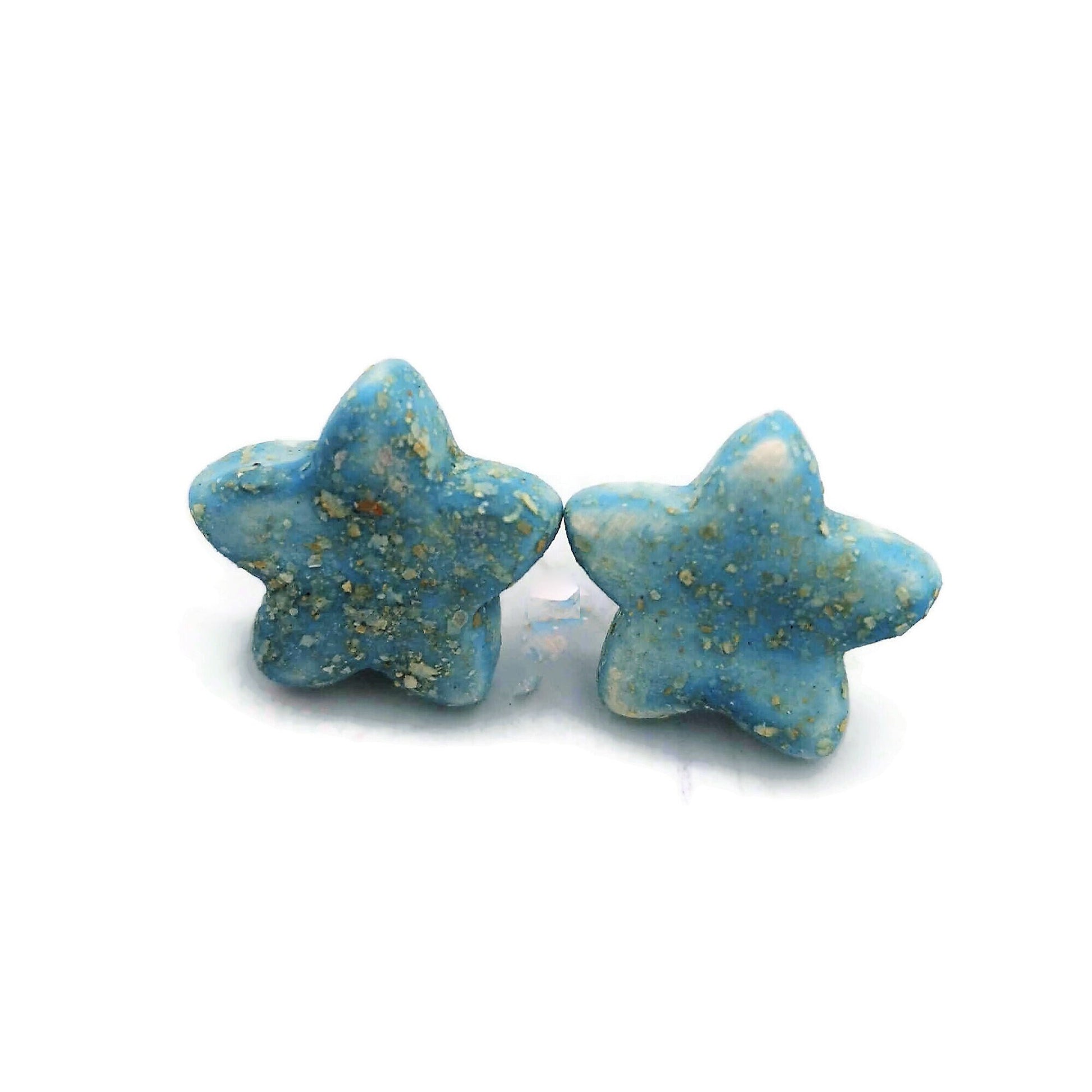 DAINTY STAR EARRINGS, Turquoise Studs, Geometric Star Earrings, Minimalist Clay Stud Earrings Small, Handmade Ceramic Stocking Stuffers - Ceramica Ana Rafael