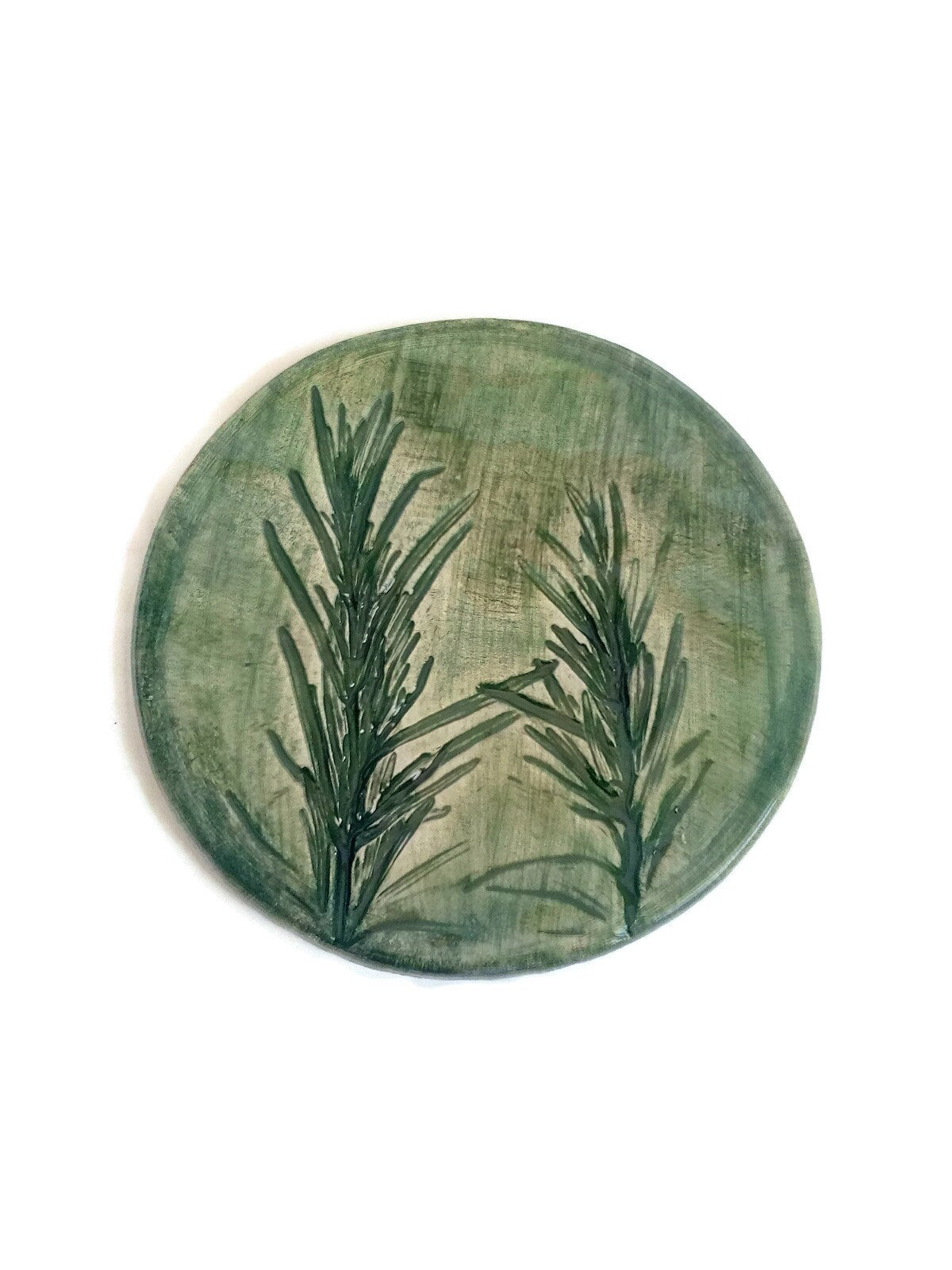 1Pc Handmade Ceramic Rustic Coasters Tile With Cork Back, Mothers Day Gift Idea, Botanical Round Coasters For Plant Lovers Artisan Pottery - Ceramica Ana Rafael