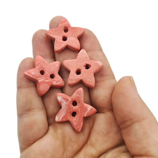 4 Decorative Star Sewing Buttons For Jewelry Making, Cute Kawaii Buttons For Blouse Coat Or Jacket, Best Sellers Sewing supplies And Notions - Ceramica Ana Rafael