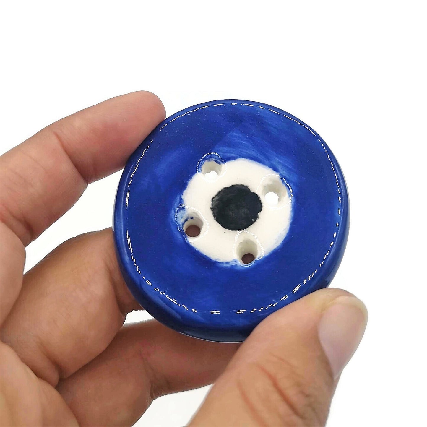 Evil Eye Buttons, 1 Pc Sewing Buttons Round Shape For Coat, Blouse & Crafts - Ceramica Ana Rafael