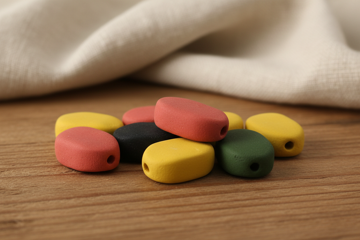 8 Stück 20 mm handgefertigte extra große ovale Keramikperlen zur Schmuckherstellung, verschiedene bunte Makramee-Perlen, großes Loch 2 mm, einzigartige Tonperlen