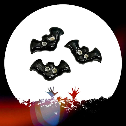 3Pcs Handmade Ceramic Black Bat Sewing Buttons For Halloween Costumes or Home Decor, Extra Large Novelty Accessories For Clothing Finishes - Ceramica Ana Rafael
