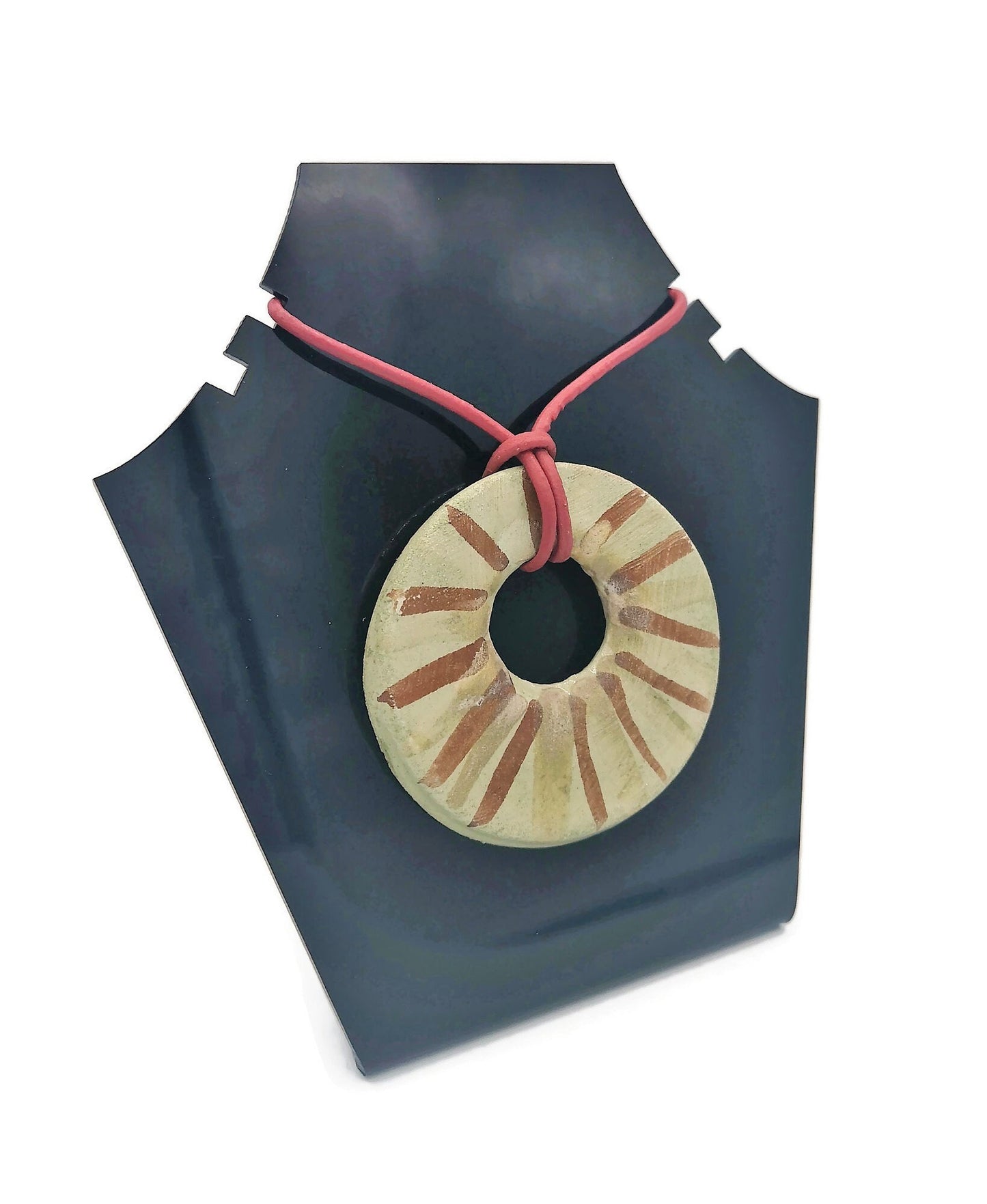 Jewelry Making Clay Charms, Geometric Pendant Necklace, Extra Large Circle Pendant Abstract - Ceramica Ana Rafael