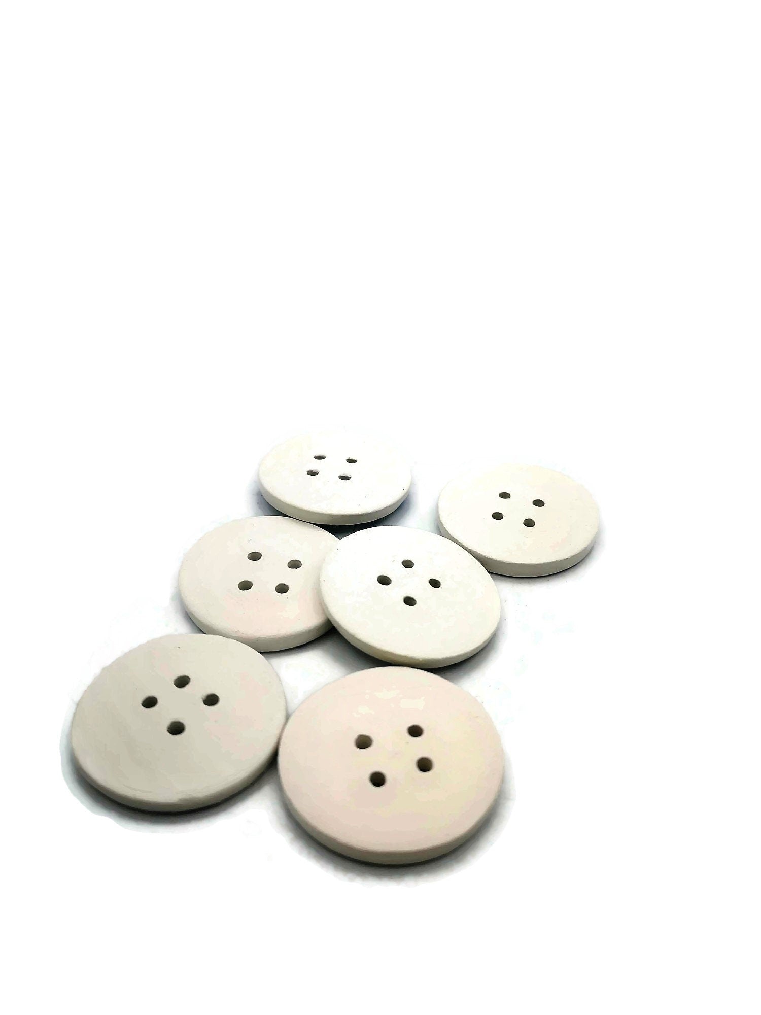 6Pc Large Handmade Ceramic Buttons For Sewing, Hand Painted Antique Look White And Blue Buttons, Best Sellers Sewing Supplies And Notions - Ceramica Ana Rafael