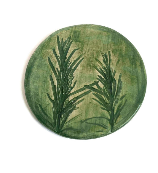 1Pc Handmade Ceramic Rustic Coasters Tile With Cork Back, Mothers Day Gift Idea, Botanical Round Coasters For Plant Lovers Artisan Pottery