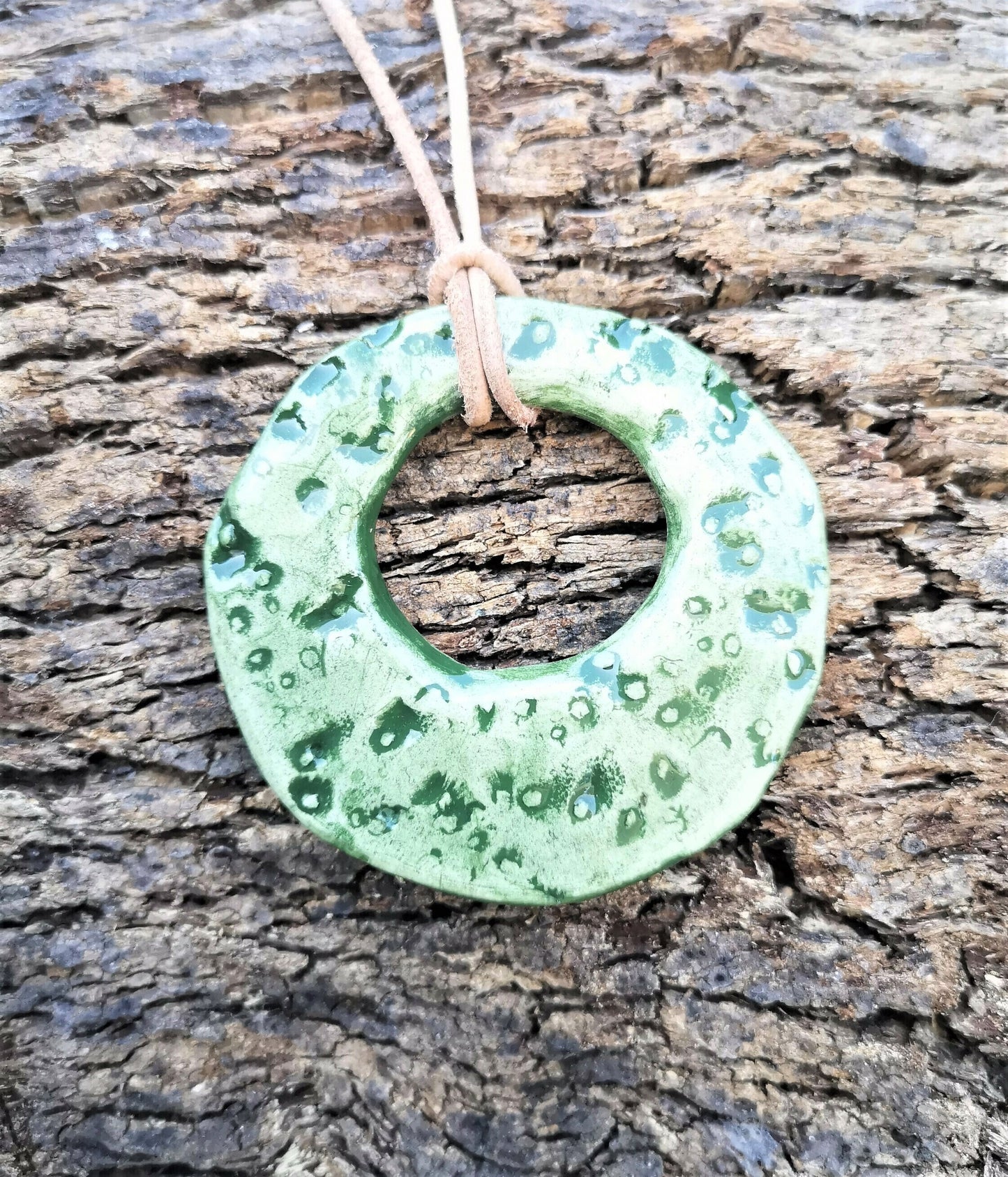 Large Circle Pendant For Necklace, Handmade Ceramic Jewelry Making Charms For Her, Eclectic Jewelry Unique Gift, Cute Moon Texture - Ceramica Ana Rafael